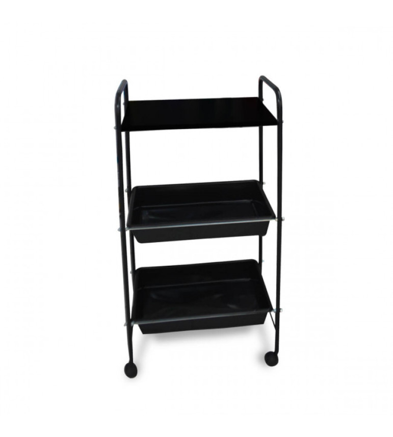 Carro Auxiliar Preto Com 2 Bandejas Plásticas e 1 Tampo em MDF CA40PR - Best Pro